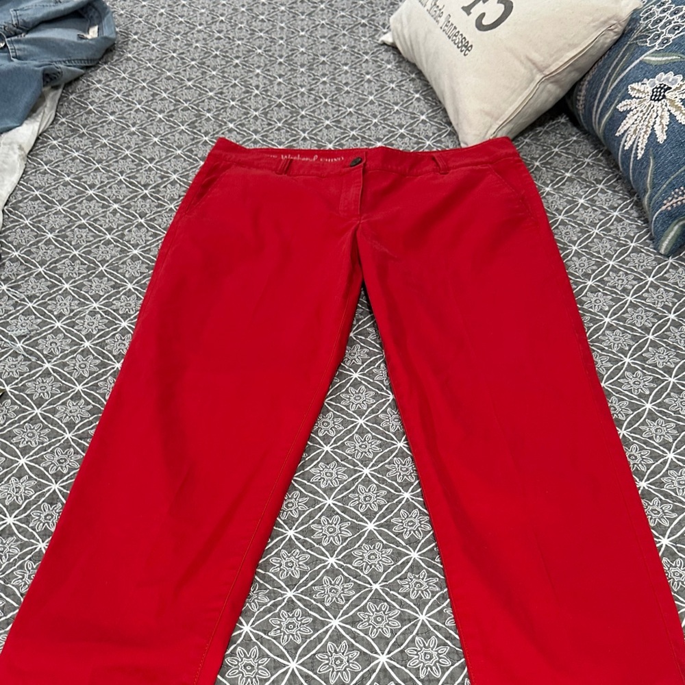 Talbots weekend chino 8P Vibrant Red cotton Pants excellent condition